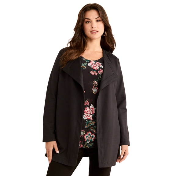 Roaman's Women's Plus Size Ultimate Ponte Drape Collar Jacket