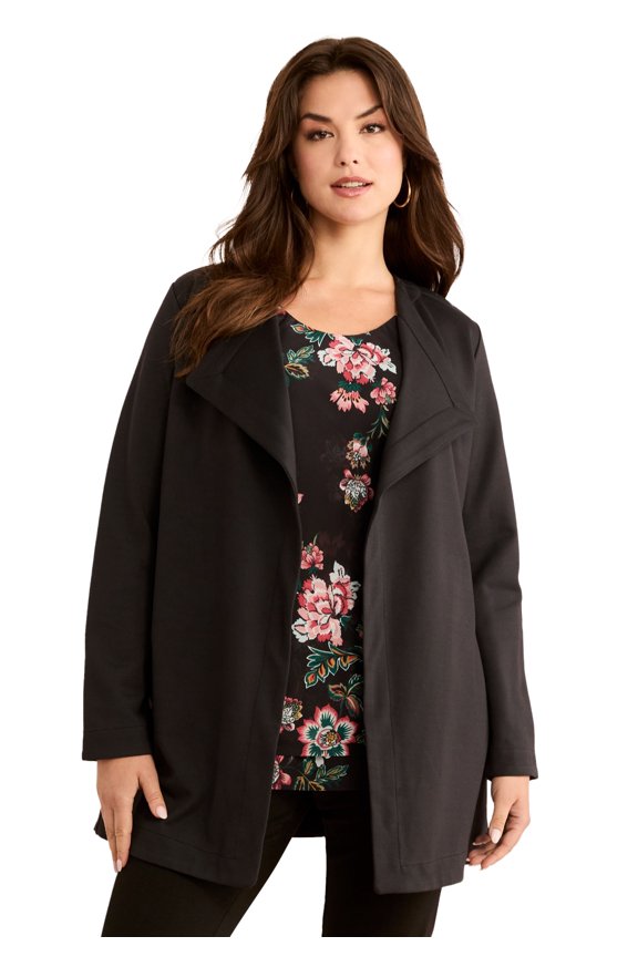 Women's Plus Size Ultimate Ponte Drape Collar Jacket