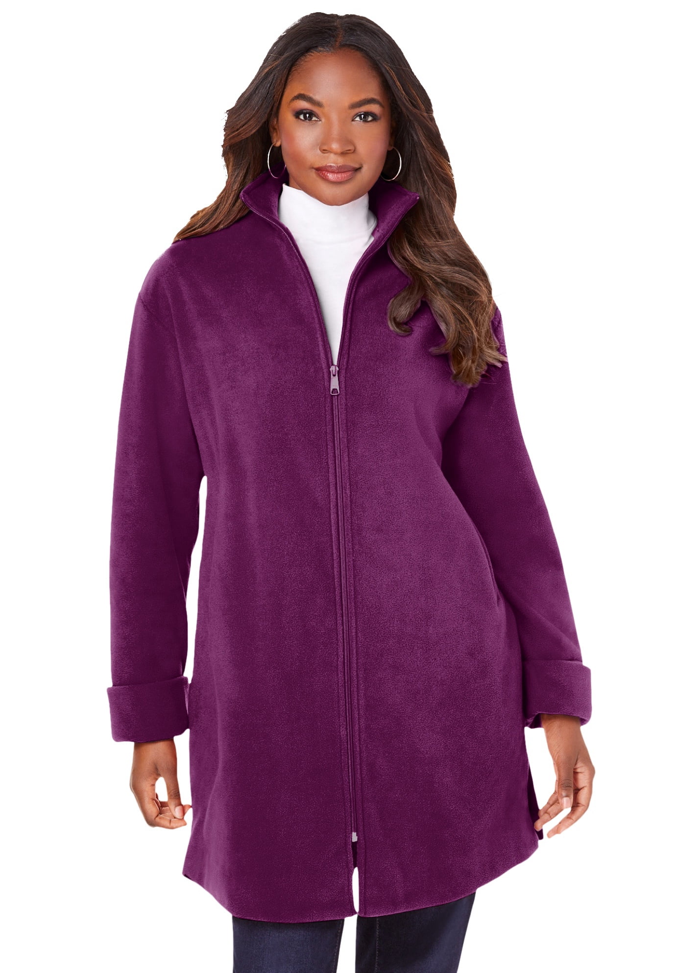 Roaman's Women's Plus Size Plush Fleece Driving Coat Jacket 