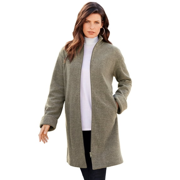 Roaman's Women's Plus Size Petite Plus Size Fleece Driving Coat