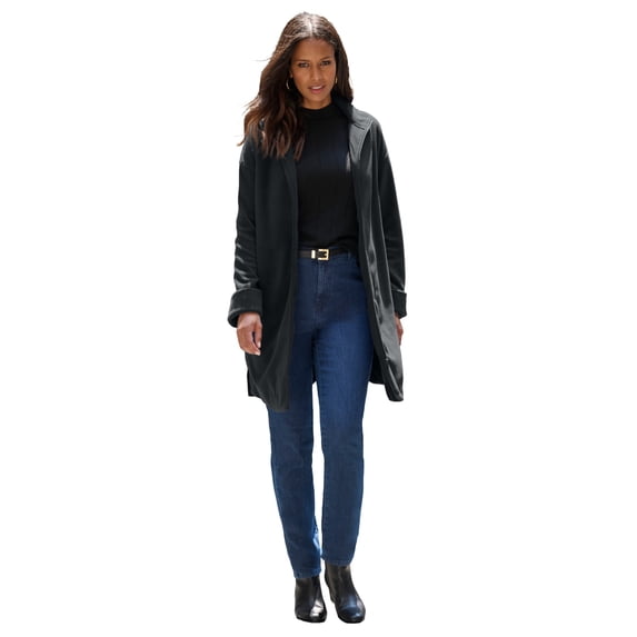 Roaman's Women's Plus Size Petite Plus Size Fleece Driving Coat