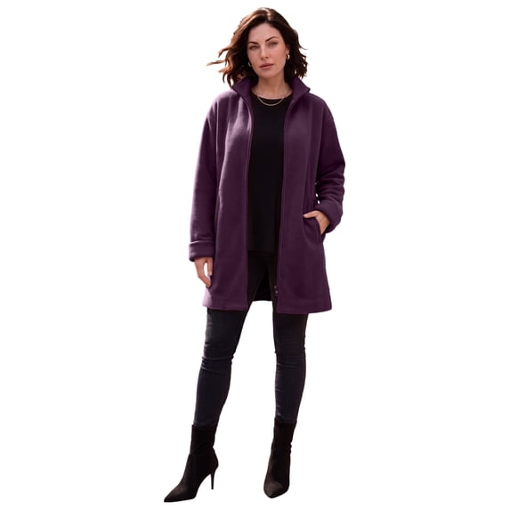 Roaman's Women's Plus Size Fleece Driving Coat