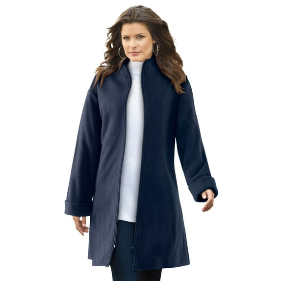 Roaman's Women's Plus Size Fleece Driving Coat