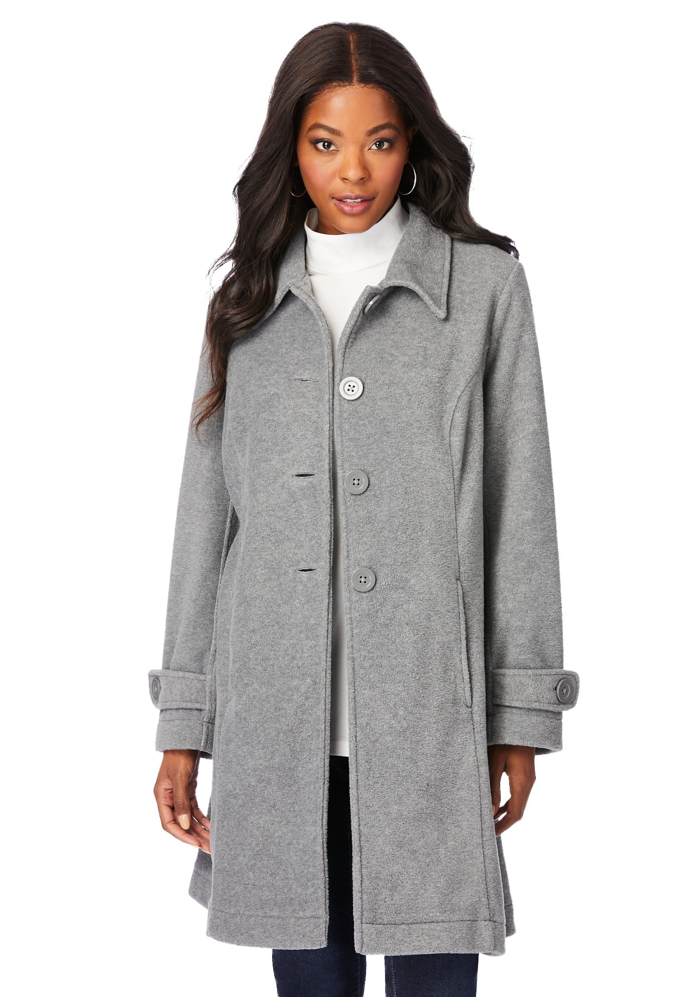 Roaman's Women's Plus Size Plush Fleece Jacket Soft Coat - Walmart.com
