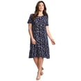 thumbnail image 1 of Roaman's Women's Plus Size Stretch Knit Short Sleeve Swing Dress With Pockets, 1 of 2