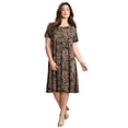 thumbnail image 1 of Roaman's Women's Plus Size Stretch Knit Short Sleeve Swing Dress With Pockets, 1 of 1