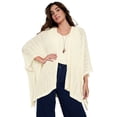 thumbnail image 1 of Roaman's Women's Plus Size Pointelle Open-Front Ruana Cardigan, 1 of 3