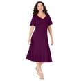 thumbnail image 1 of Roaman's Women's Plus Size Ponte Flared Dress, 1 of 6