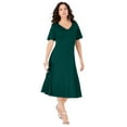 thumbnail image 1 of Roaman's Women's Plus Size Ponte Flared Dress, 1 of 6