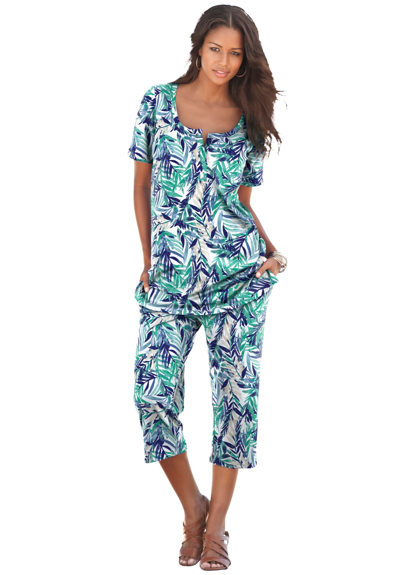 Womens Bamboo Tops with Capri Pants Pajamas Set  Latuza