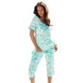thumbnail image 1 of Roaman's Women's Plus Size 2-Piece Printed Henley Top And Capri Set, 1 of 4
