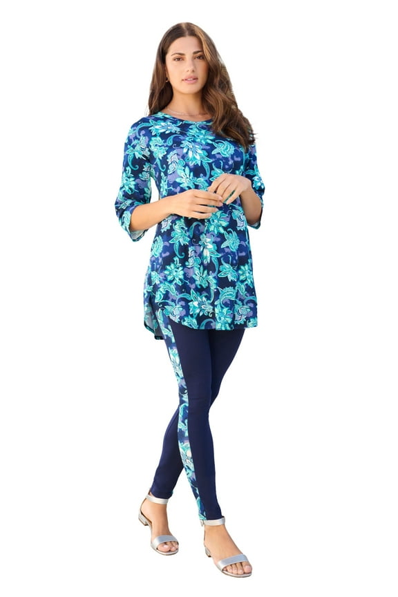 Women's Plus Size Printed Side Stripe Legging Set