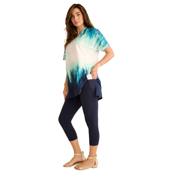 Roaman's Women's Plus Size Printed Slub Tunic Top