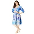thumbnail image 1 of Roaman's Women's Plus Size Printed V-Neck Dress, 1 of 4