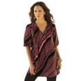 thumbnail image 1 of Roaman's Women's Plus Size Printed Y-Neck Georgette Top, 1 of 3