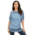 thumbnail image 1 of Roaman's Women's Plus Size Relaxed Pullover Crochet Sweater, 1 of 4