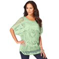 thumbnail image 1 of Roaman's Women's Plus Size Relaxed Pullover Crochet Sweater, 1 of 4