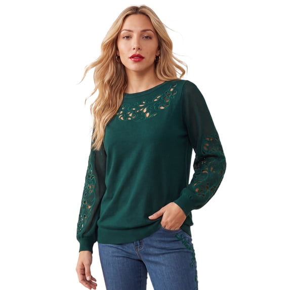 Roaman's Women's Plus Size Pullover Sweater With Cutout Detail