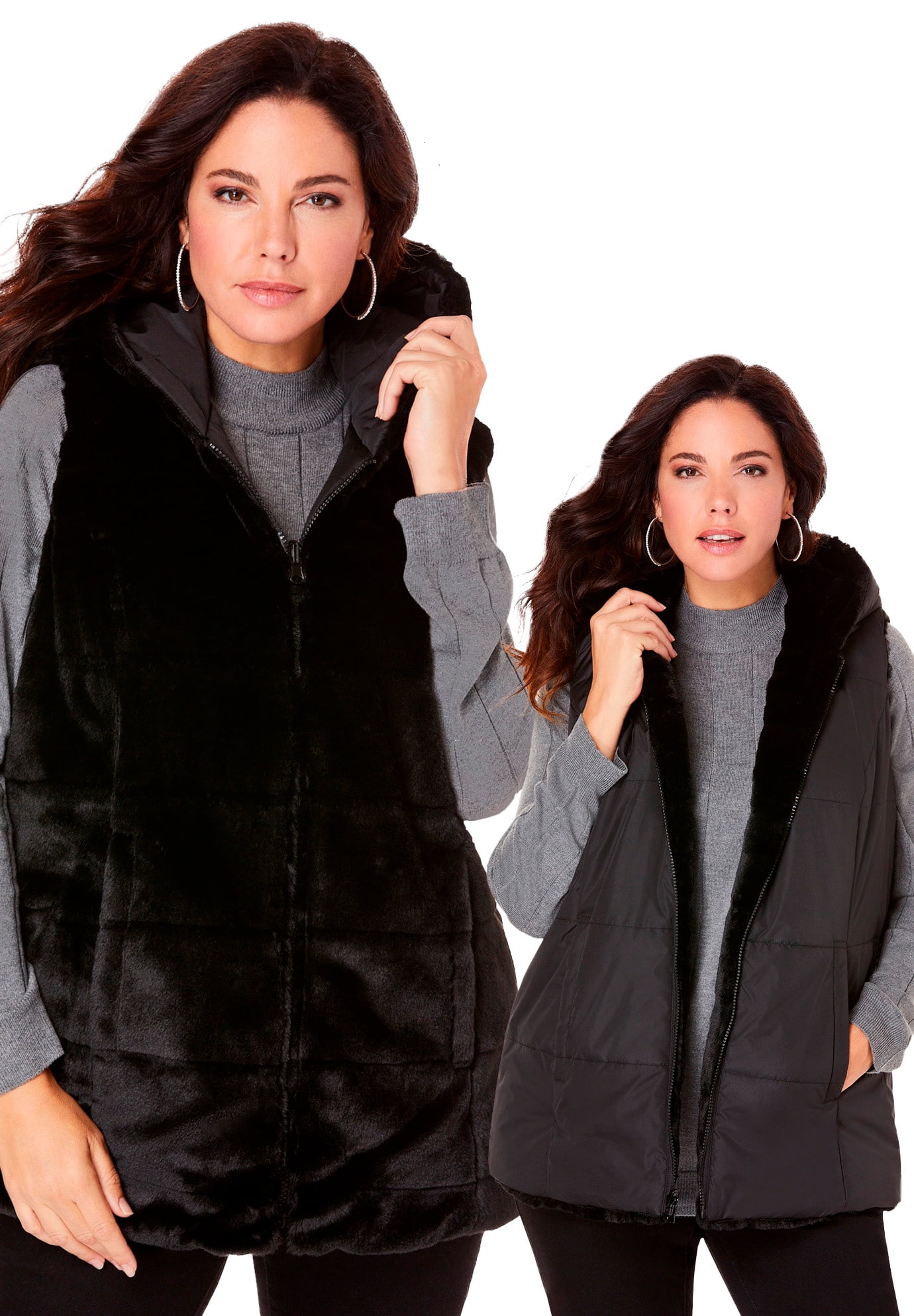 Fur vest plus size discount