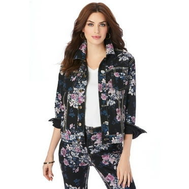 Roaman's Women's Plus Size Reversible Stretch Denim Jacket