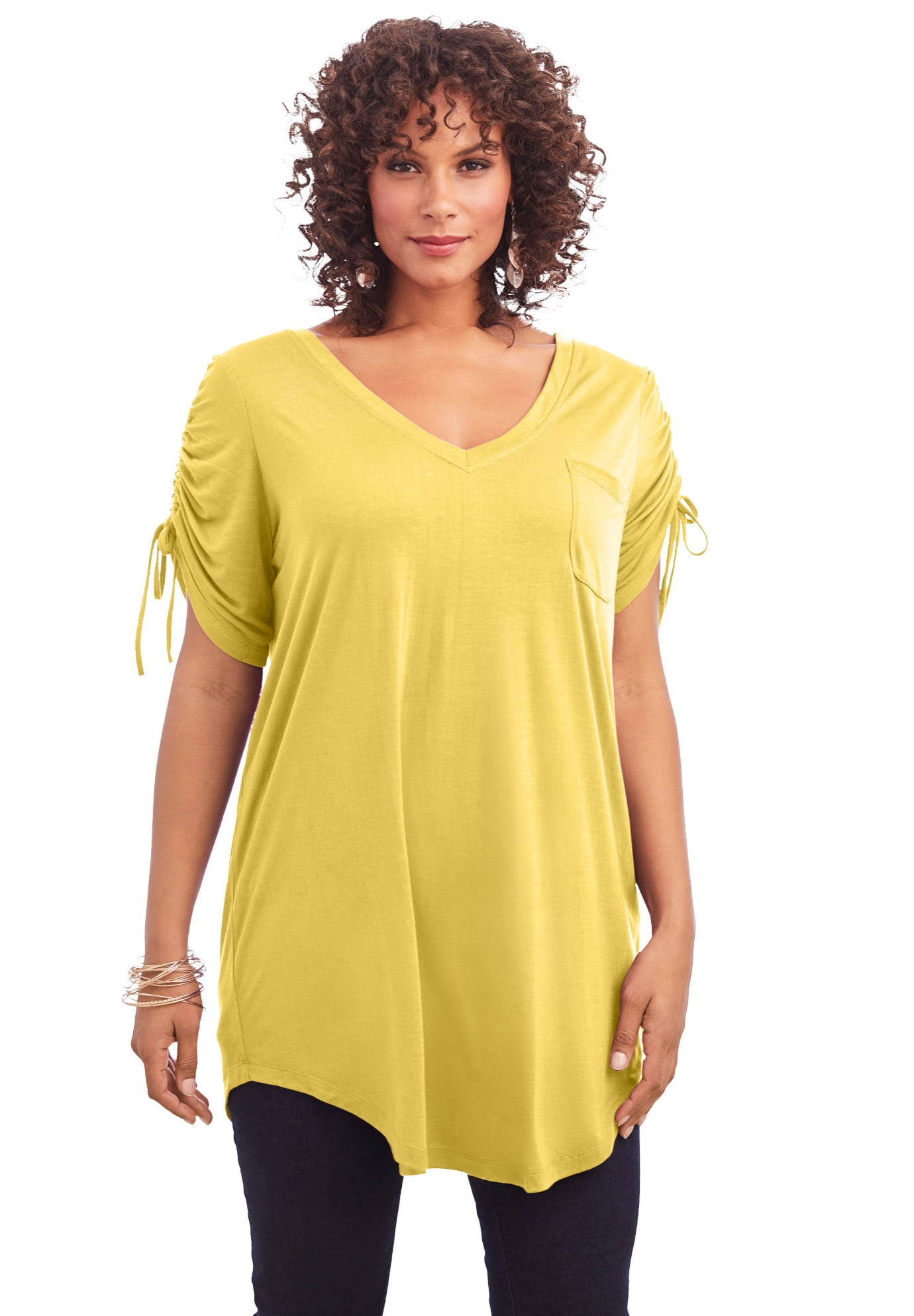 Roamans Womens Plus Size Ruched-Sleeve Ultra Femme Nigeria
