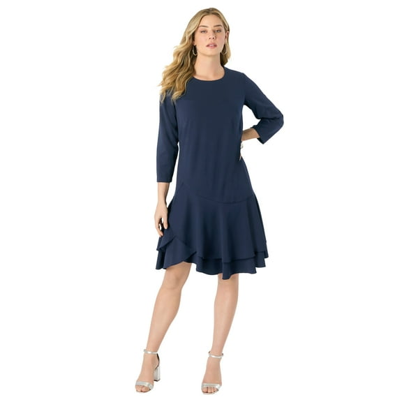Roaman's Women's Plus Size Ruffle-Detailed Dress