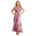 thumbnail image 1 of Roaman's Women's Plus Size Ruffle Faux Wrap Maxi Dress, 1 of 3