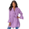 thumbnail image 1 of Roaman's Women's Plus Size Hand Crinkled Ruffle Pintuck Tunic, 1 of 4