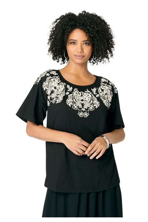 Women's Plus Size Ruffle Printed Tunic