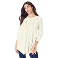 thumbnail image 1 of Roaman's Women's Plus Size Scallop Hem Pointelle Sweater, 1 of 4