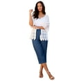 thumbnail image 1 of Roaman's Women's Plus Size Scallop Trim Crochet Cardigan, 1 of 4