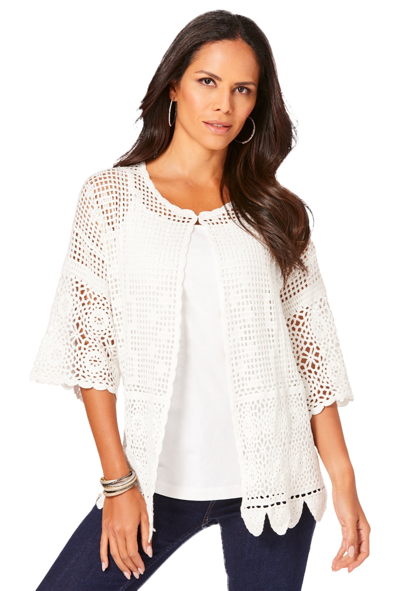 White crochet store cardigan plus size