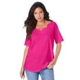 thumbnail image 1 of Roaman's Women's Plus Size Ultimate Scalloped Scoop Neck Tee, 1 of 4
