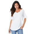 thumbnail image 1 of Roaman's Women's Plus Size Ultimate Scalloped Scoop Neck Tee, 1 of 4