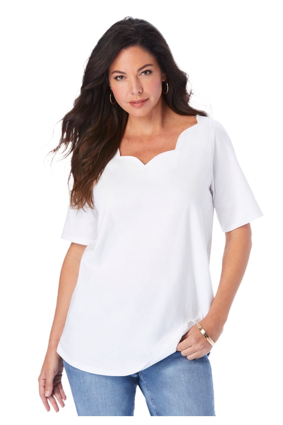 Women's Plus Size Ultimate Scalloped Neck Tee