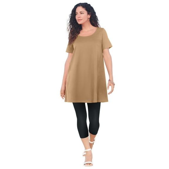 Roaman's Women's Plus Size Cotton Ultimate Scoopneck Swing Tunic
