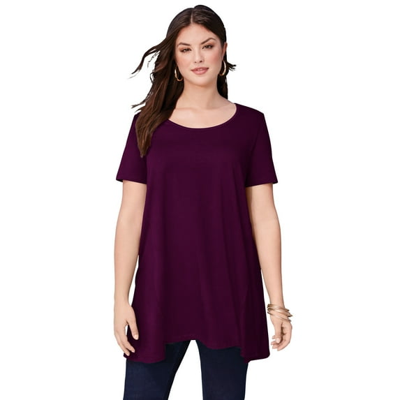 Roaman's Women's Plus Size Cotton Ultimate Scoopneck Swing Tunic