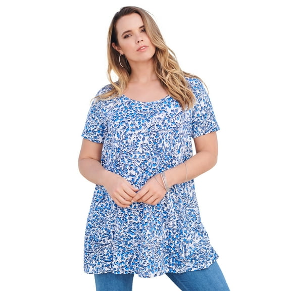 Roaman's Women's Plus Size Cotton Ultimate Scoopneck Swing Tunic