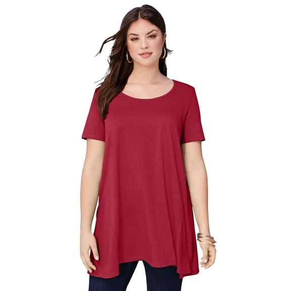 Roaman's Women's Plus Size Cotton Ultimate Scoopneck Swing Tunic
