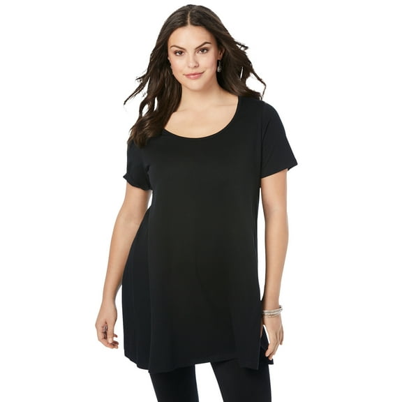Roaman's Women's Plus Size Cotton Ultimate Scoopneck Swing Tunic