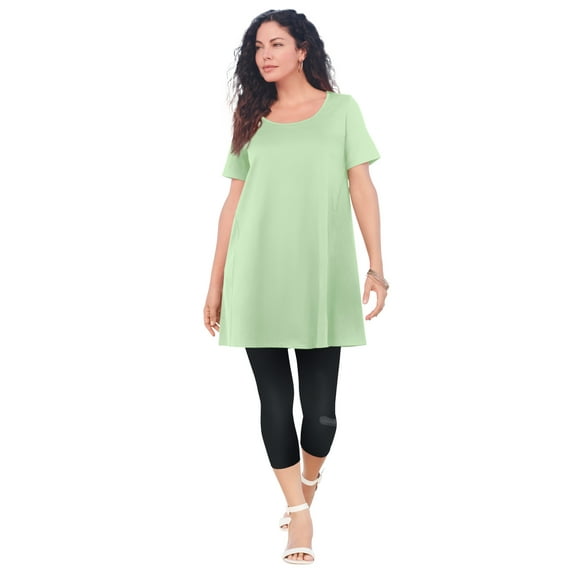 Roaman's Women's Plus Size Cotton Ultimate Scoopneck Swing Tunic