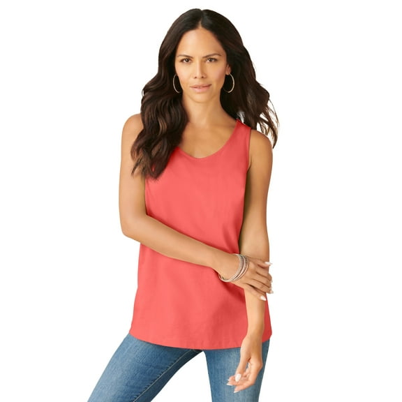 Roaman's Women's Plus Size Cotton Scoopneck Tank Top