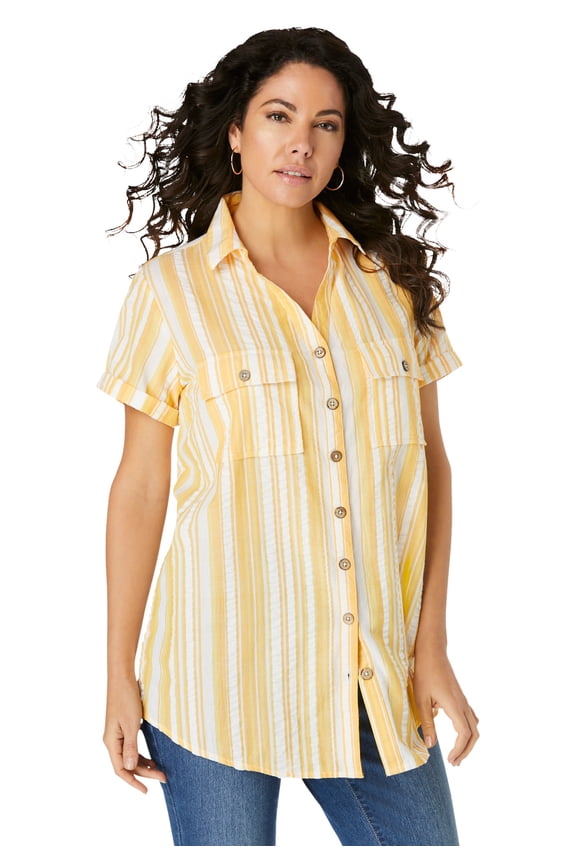 Women's Plus Size Seersucker Shirt