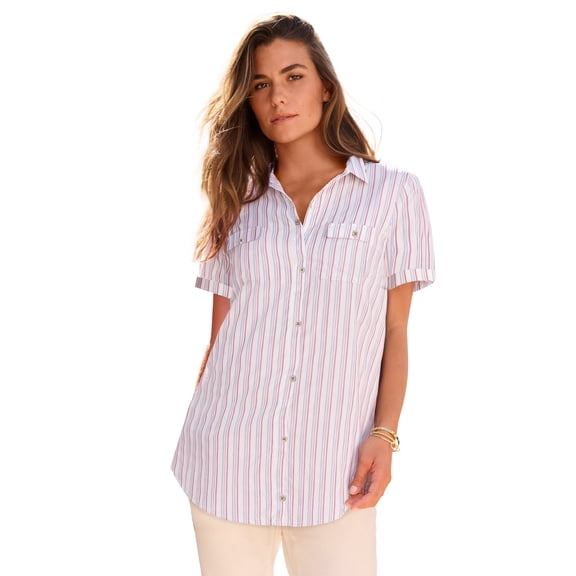 Roaman's Women's Plus Size Seersucker Shirt