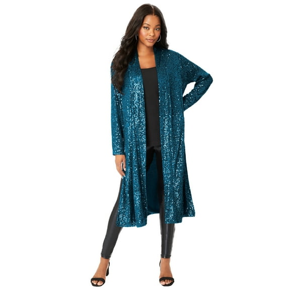 Roaman's Women's Plus Size Sequin Duster