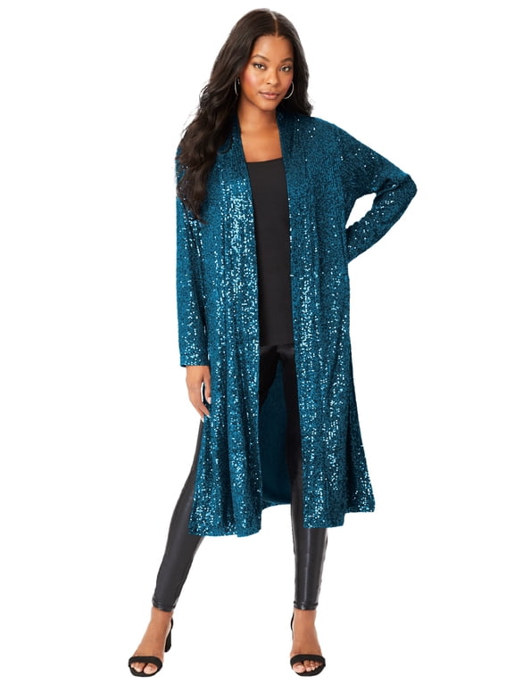 Women's Plus Size Sequin Duster