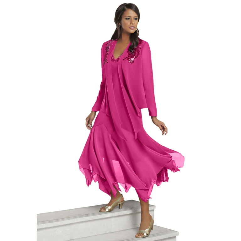 Roaman s Women s Plus Size Sequin Jacket Dress Set Walmart