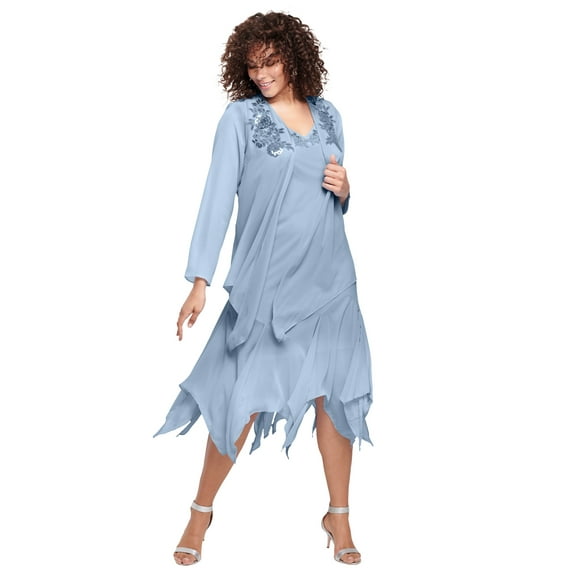 Roaman's Women's Plus Size Sequin Jacket Dress Set