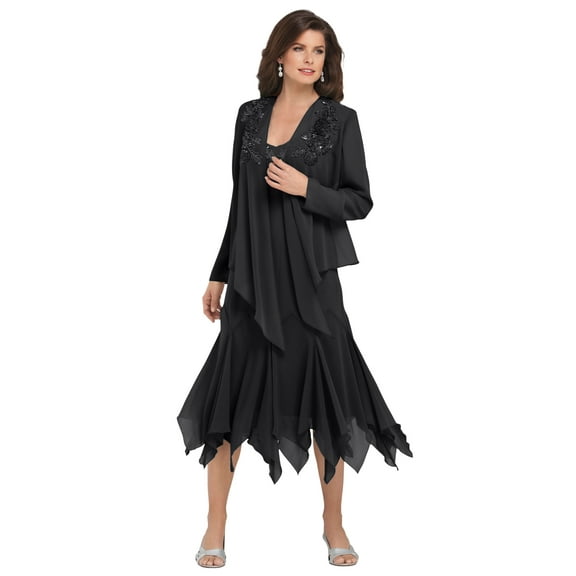 Roaman's Women's Plus Size Sequin Jacket Dress Set