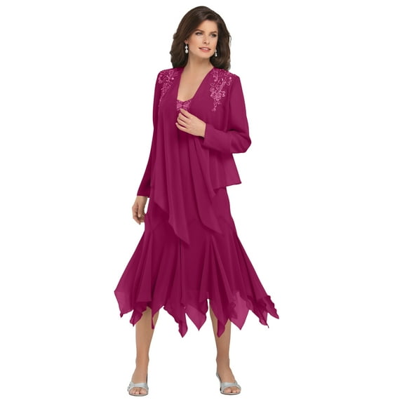 Roaman's Women's Plus Size Sequin Jacket Dress Set